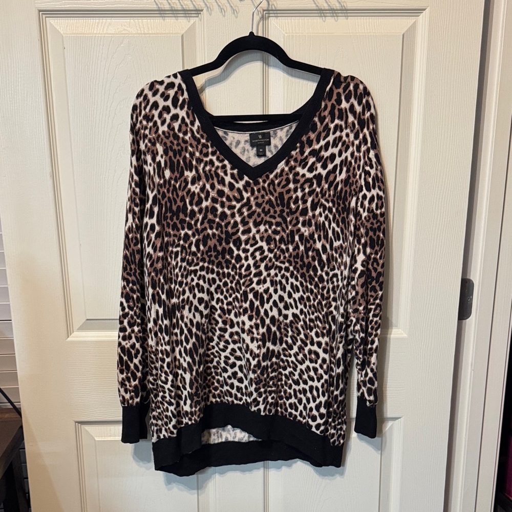 Leopard Print V-Neck Sweater